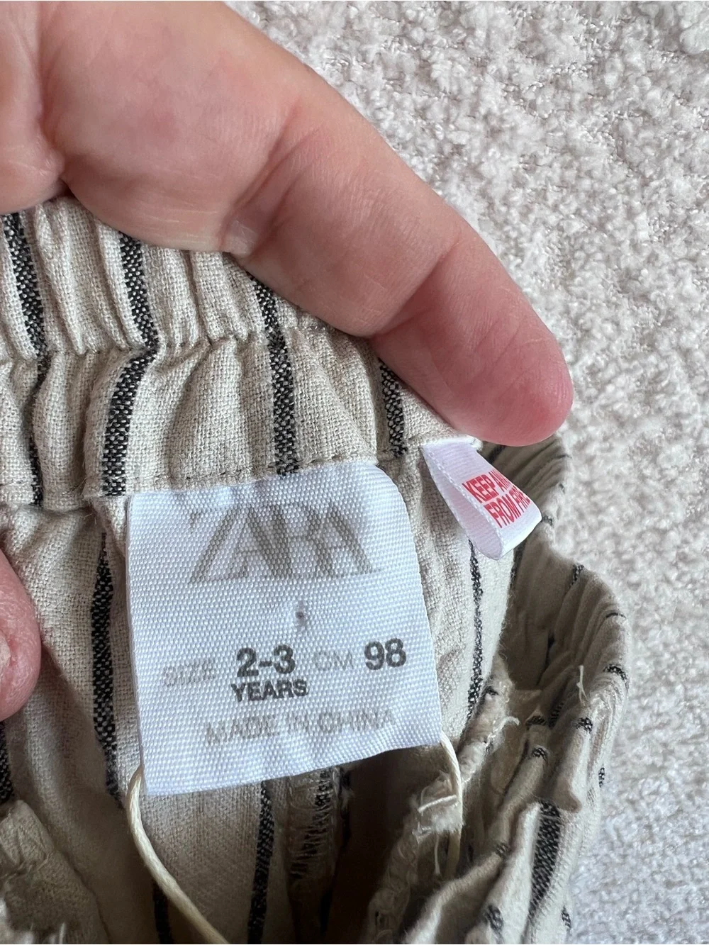 Zara NWT Toddler Stripe Neutral Cream Shorts Size 2-3 Years
